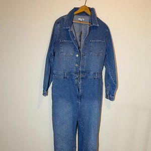 Fashion Nova Blue Denim Jumpsuit Utility Style